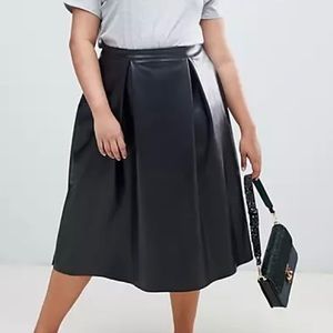 ASOS Curve Vegan Leather Pleated Midi Skirt 20